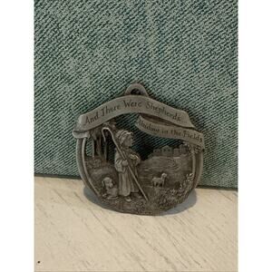 VTG Skip Winn Christmas Ornament 1990 Shepherds Abiding the Fields Pewter Signed